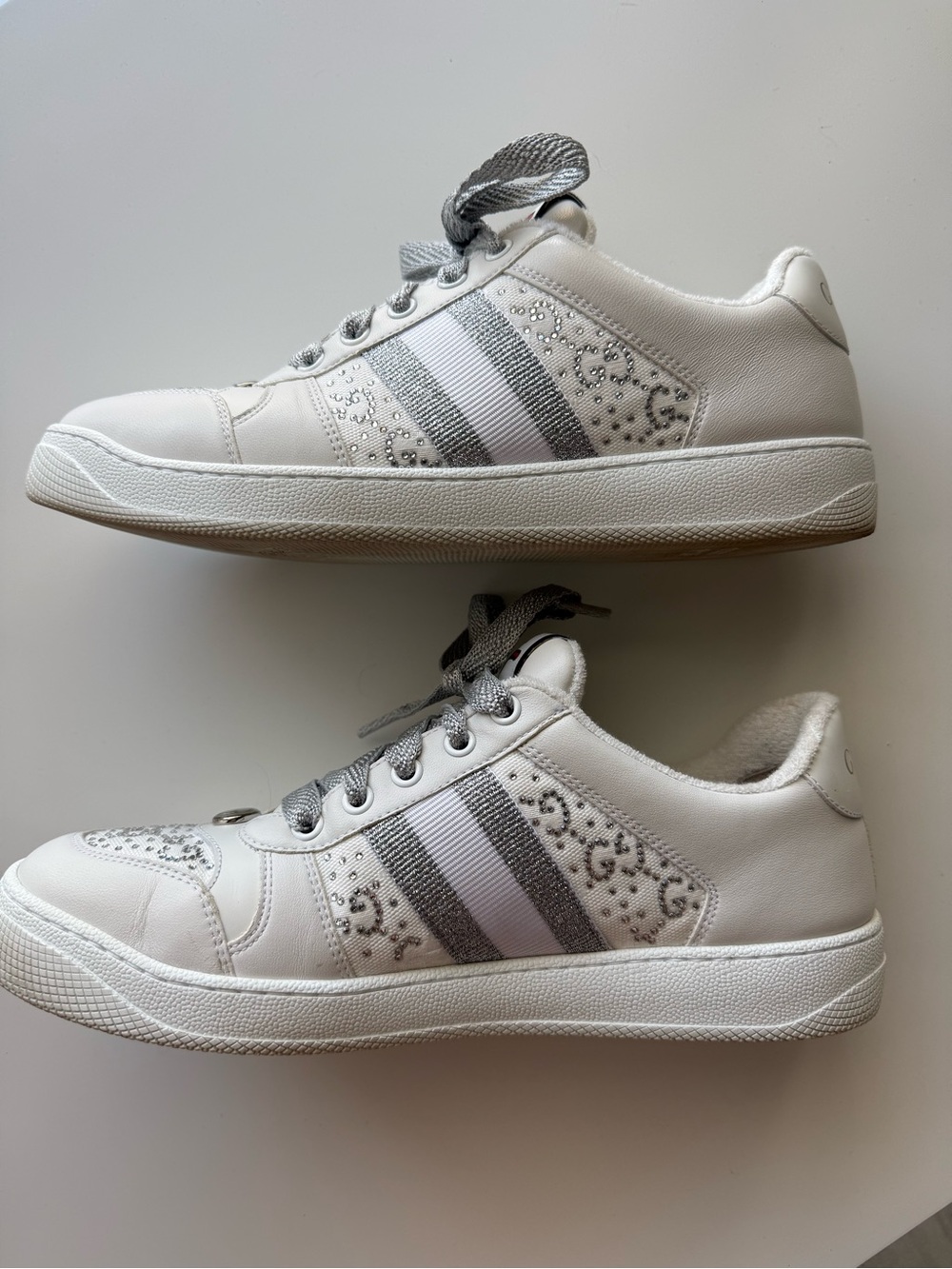 Gucci Screener Sneakers Silver White 39.5